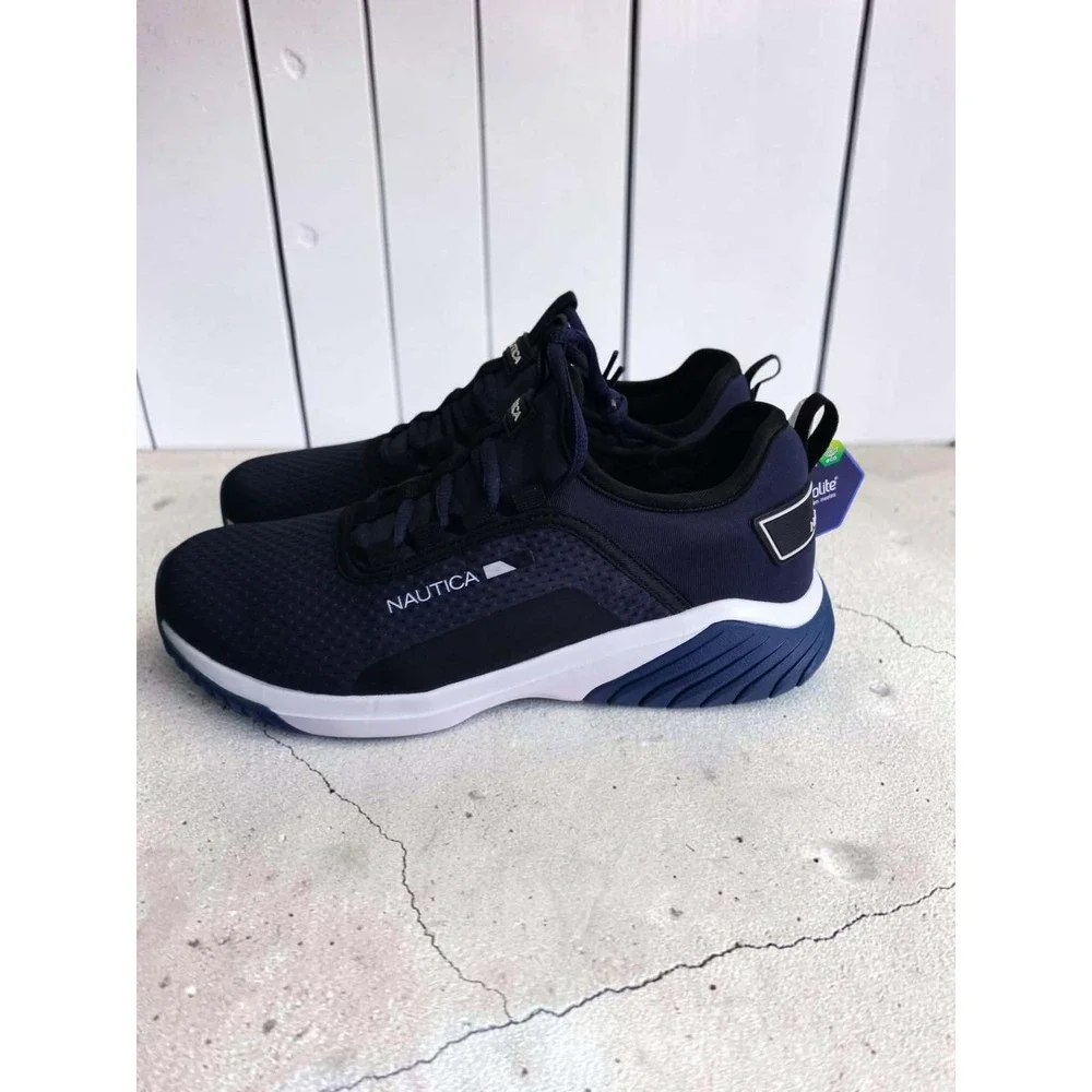Nautica Mens Navy Blue Mesh Athletic Sneakers Ortholite Comfort Trainers